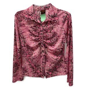 Danier Pink, Cream, & Black Floral Button Shirt